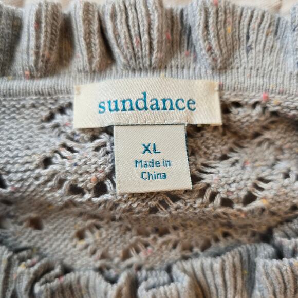 Sundance Pointelle Sweater Women's XL Gray Pink Speckle Balloon Sleeve Feminine - Picture 4 of 8